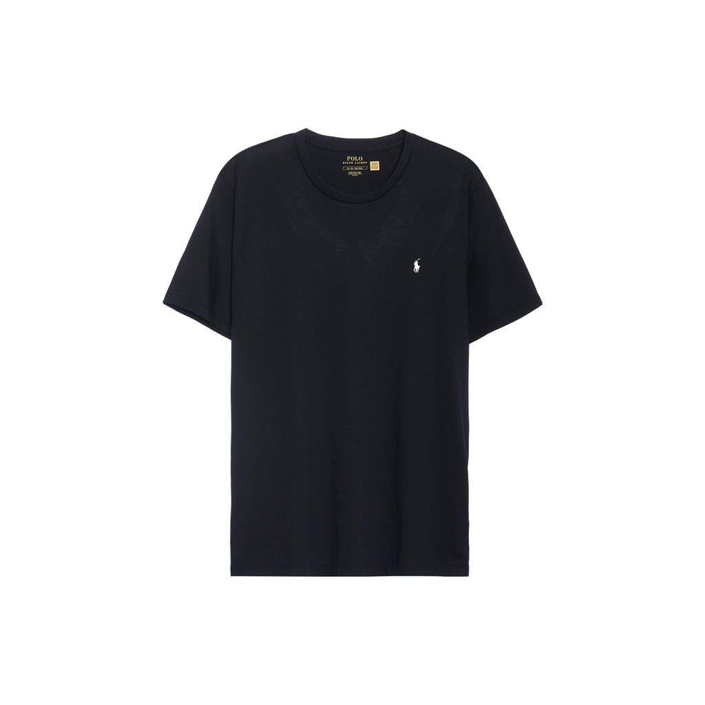 Polo Ralph Lauren Ss22 Solid Color Logo Embroidered Crew Neck Short Sleeve T-Shirt Men Tops Black 714844756-001