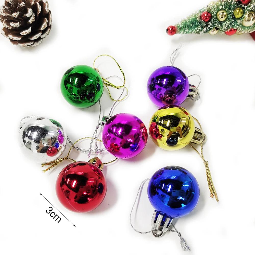 12Pcs Mini Christmas Balls Christmas Tree Hanging Ornament Plastic Red Green Gold Ball Pendant Christmas Decoration 2024 Navidad