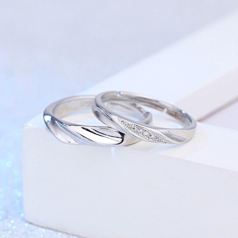 Minimalist Minimalist Couple Rings Romantic Micro Crystal Stone Twisted Engagement Rings Band Lady Girls Event Party Event Bridal Gathering Bridal
