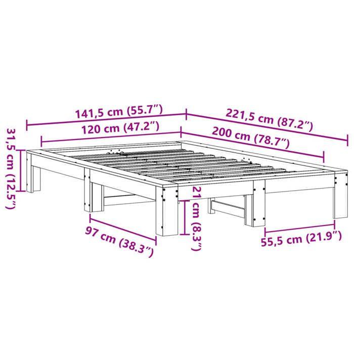 VidaXL Cadre de lit sans matelas cire marron 120x200cm bois pin massif 3308743