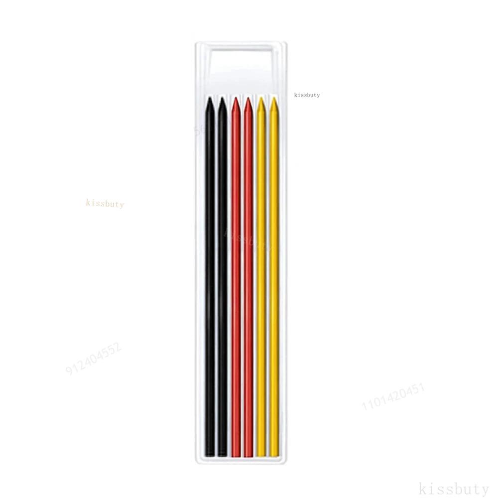 1-6Pcs Metal Solid Carpenter Mechanical Pencil Set with Sharpener Lead Core Deep Hole Construction Marking Scriber Tool Supply