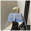 Fresh splicing belt decoration 2025 new women's texture large capacity metal portable crossbody shoulder armpit bag
