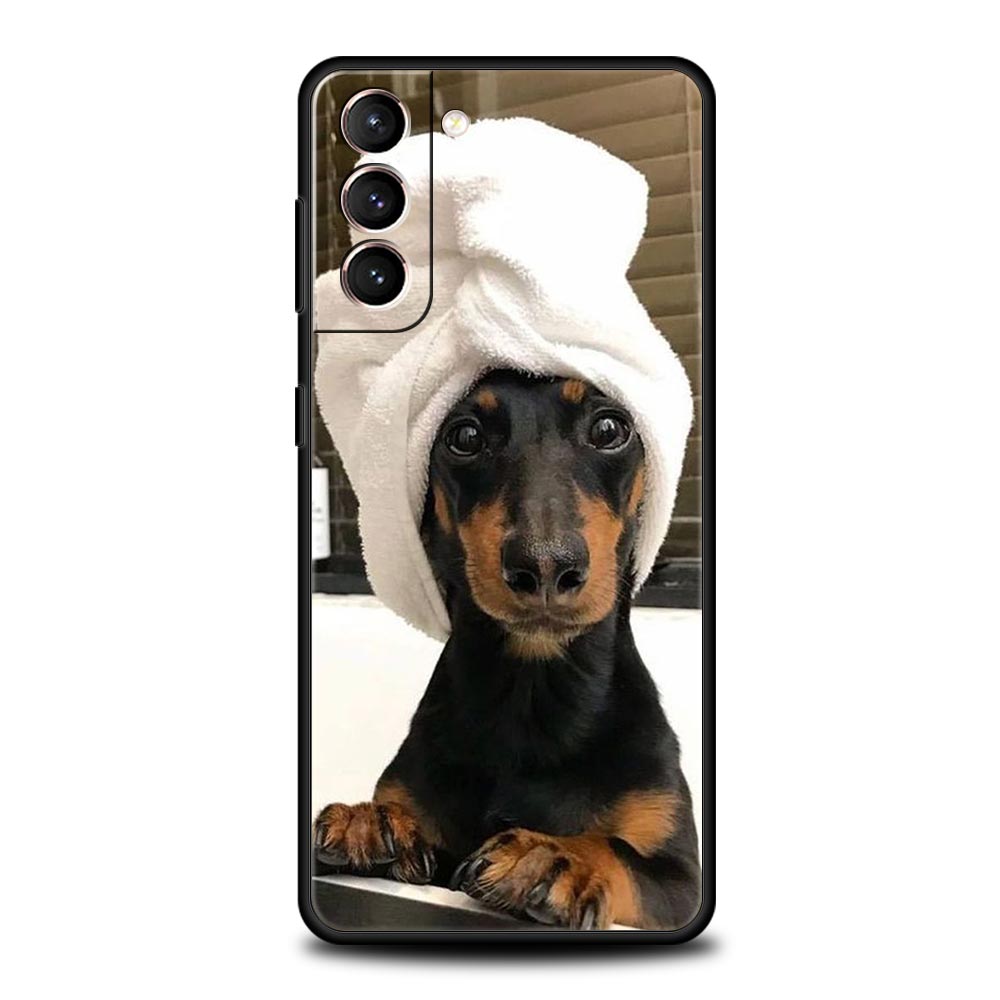 

Dachshund Silhouette Dog cute animal Phone Case For Samsung Galaxy S24 S23 S22 S20 Ultra S21 FE 5G S10 S9 Plus S10E S8 Cover Samsung S23 Plus