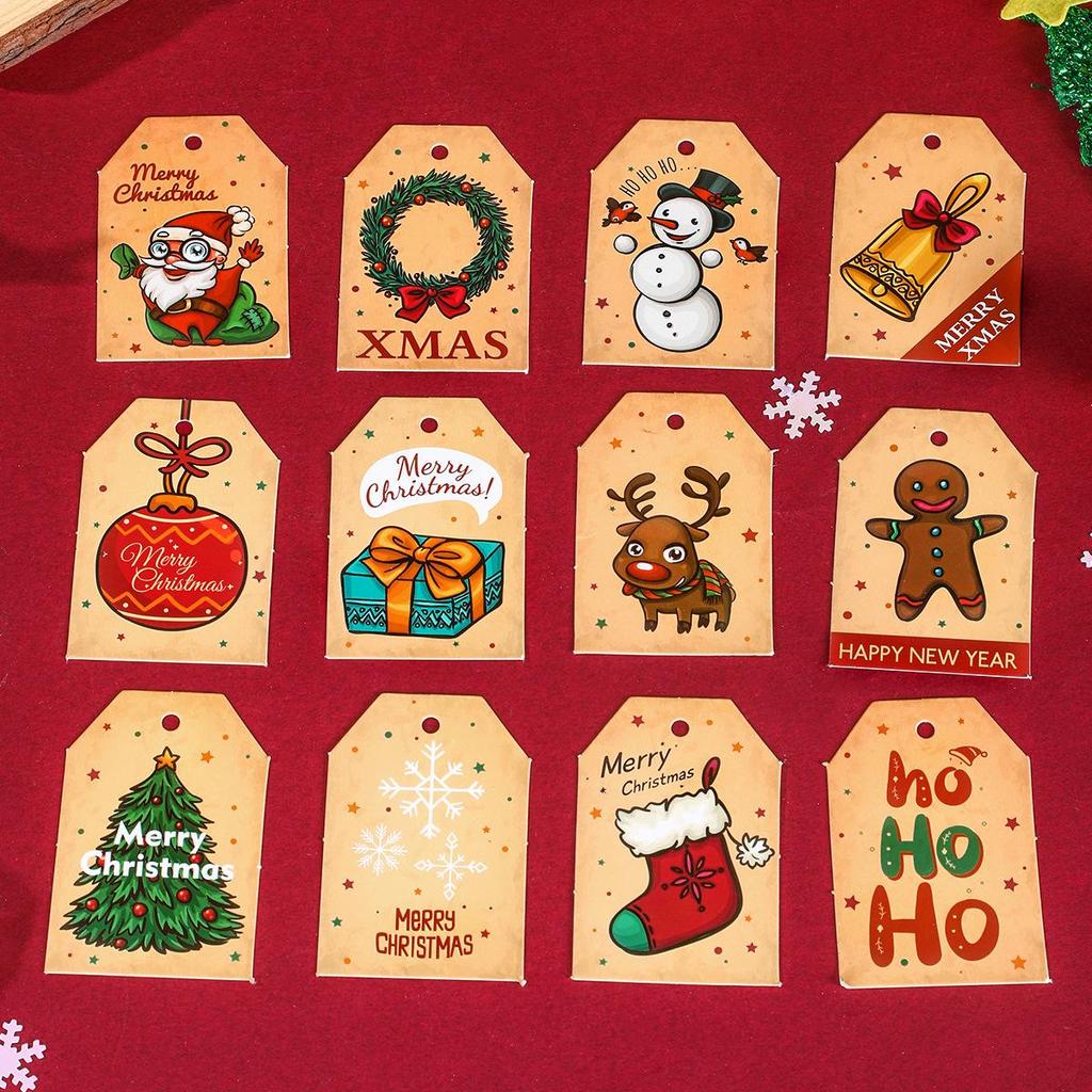 Retro Cute Christmas Kraft Gift Tags - Small Hang Tags for Gift Boxes