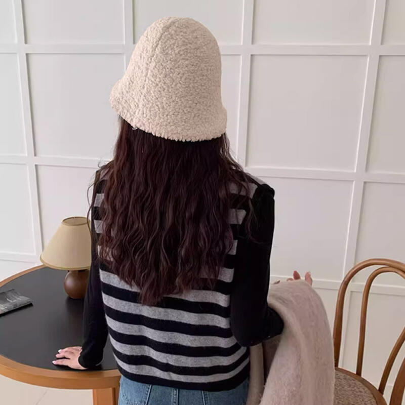 Alpaca wool knit women s poggle winter hat bucket hat black
