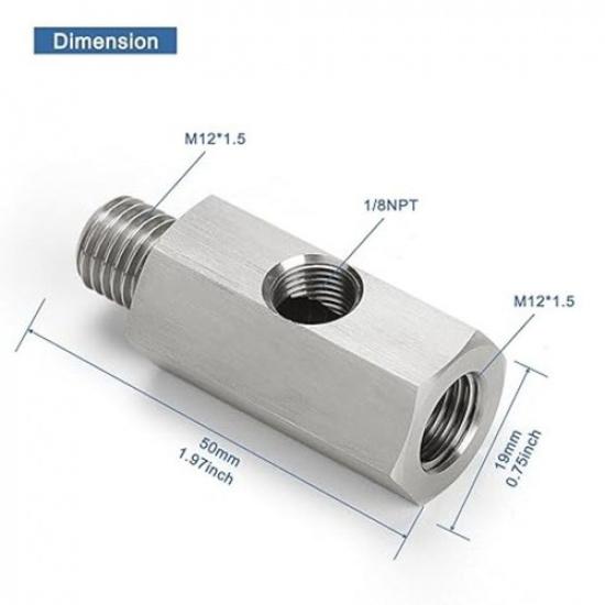 Oil Pressure Sensor Tee Adapter, Female to Male with Side 1/8-NPT Gauge Port