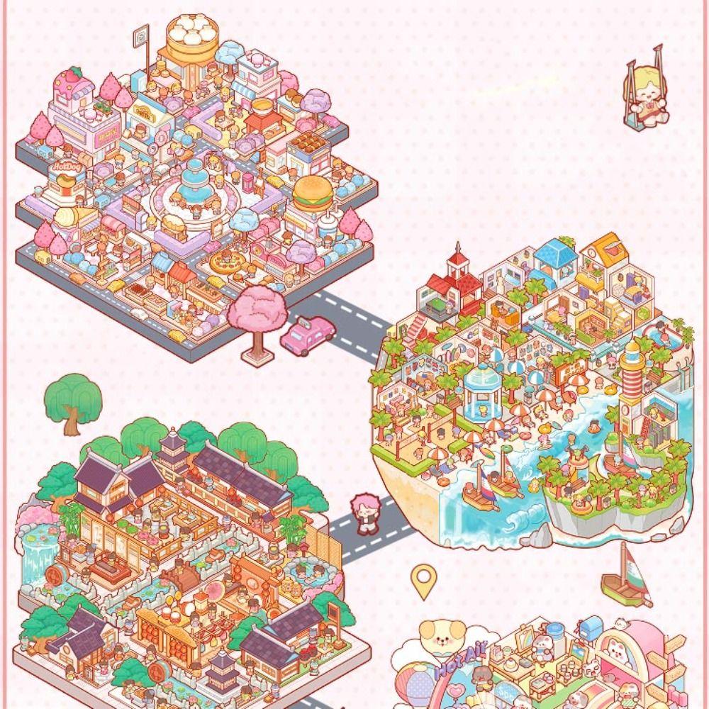 Visual Stacking Landscape Sticker Book PET 3D Pocket Cabin Scene Stickers Kids