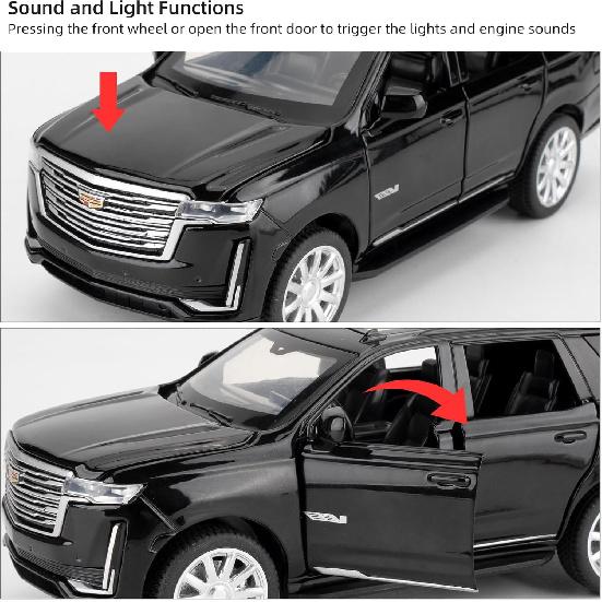 1:32 Scale Car Model Compatible for Collectible Escalade SUV Diecast Toy Vehicle, Zinc Alloy Pull Back Toy Car with Sound and Light for Adult Boys