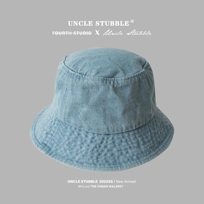 Autumn and Winter Denim Hat Women's Versatile Bucket Hat Big Head Circumference Showing Face Small Bucket Hat Retro Washing Basin Hat