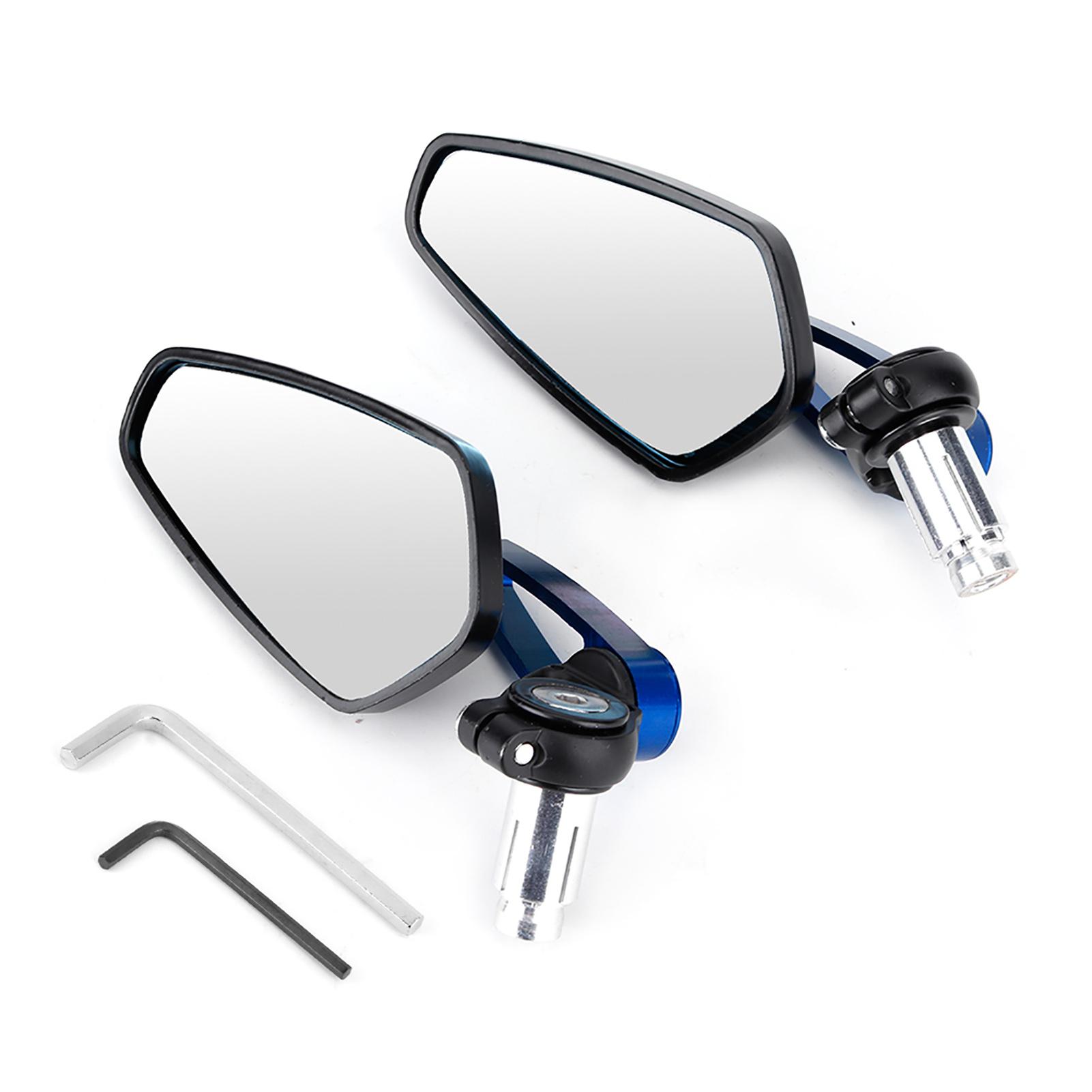 2pcs Motorcycle CNC Handle Aluminum Plane Rear View Side Mirror Reflector Accessory Blue