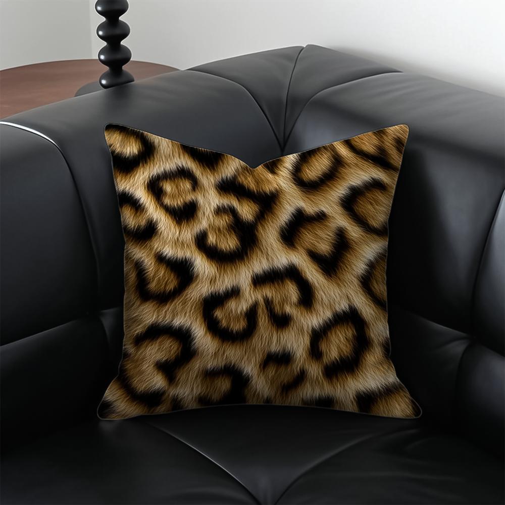 Leopard print Cushion Cover Pillow Case Antidustmite Invisible zipper silky plush cushion