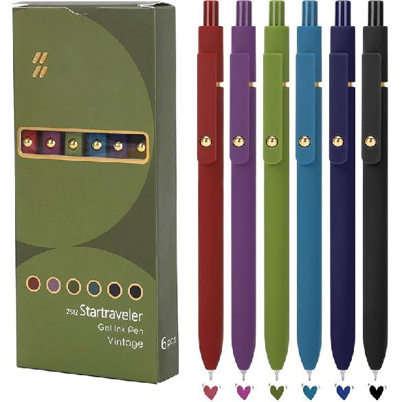 FIOVER Colorful Gel Pens - 6Pcs 0.7mm Multi-Colored Pens, Smooth Writing Coloring Journaling Supplies for Note Taking, Cute Aesthetic Office School