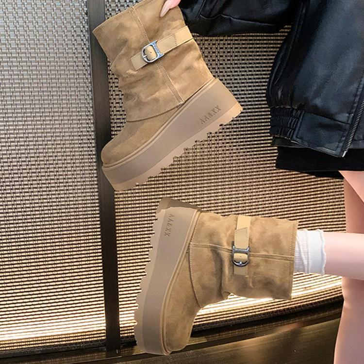 [Fanfuna] Snow Boots Women's 2025 Autumn New Retro Versatile Height-increasing Casual Sports Breathable Muffin Shoes