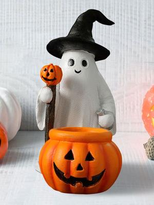 Halloween Harz Geist Kürbis Figur Spukhafte Geisterstatue für Tischdekorationen Regalornamente