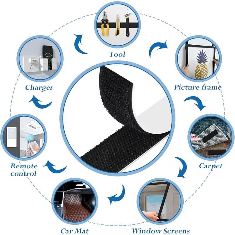 30Pcs Tape Super Strong Adhesive Strap Scratch Sticker Strip Attaches Cable Organizer Diy Carpet Fasteners Auto