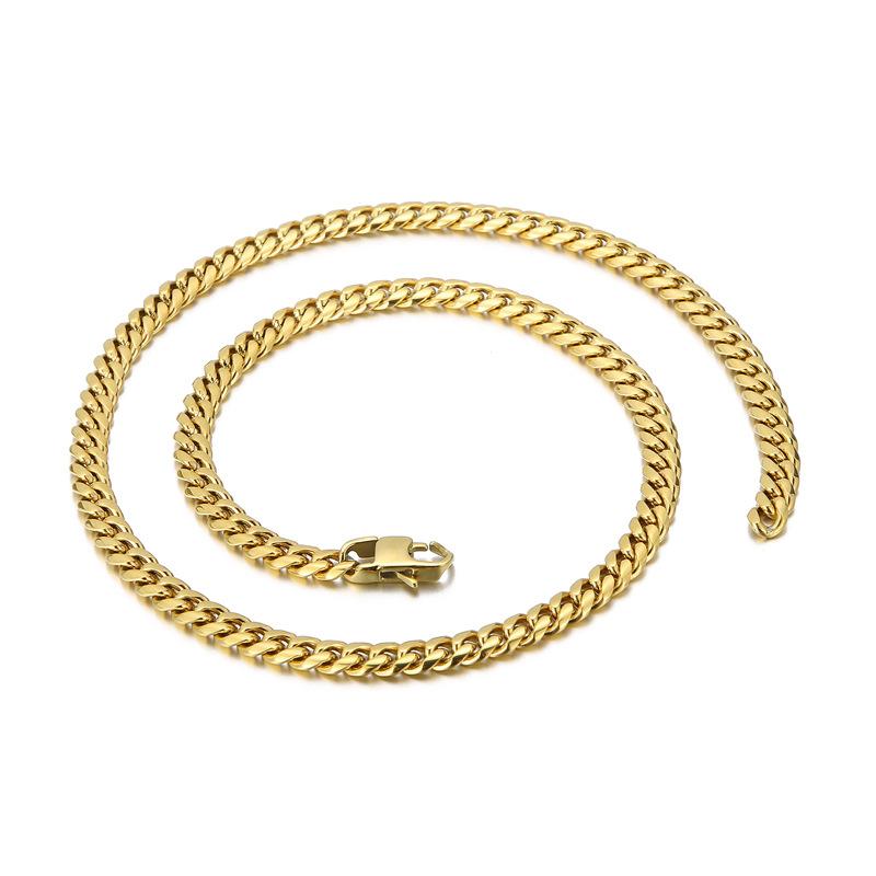 Europejska i amerykańska spersonalizowana modna okrągła krawędź zaszyfrowana kubańska tytanowa stal męska bransoletka naszyjnik 6mm 