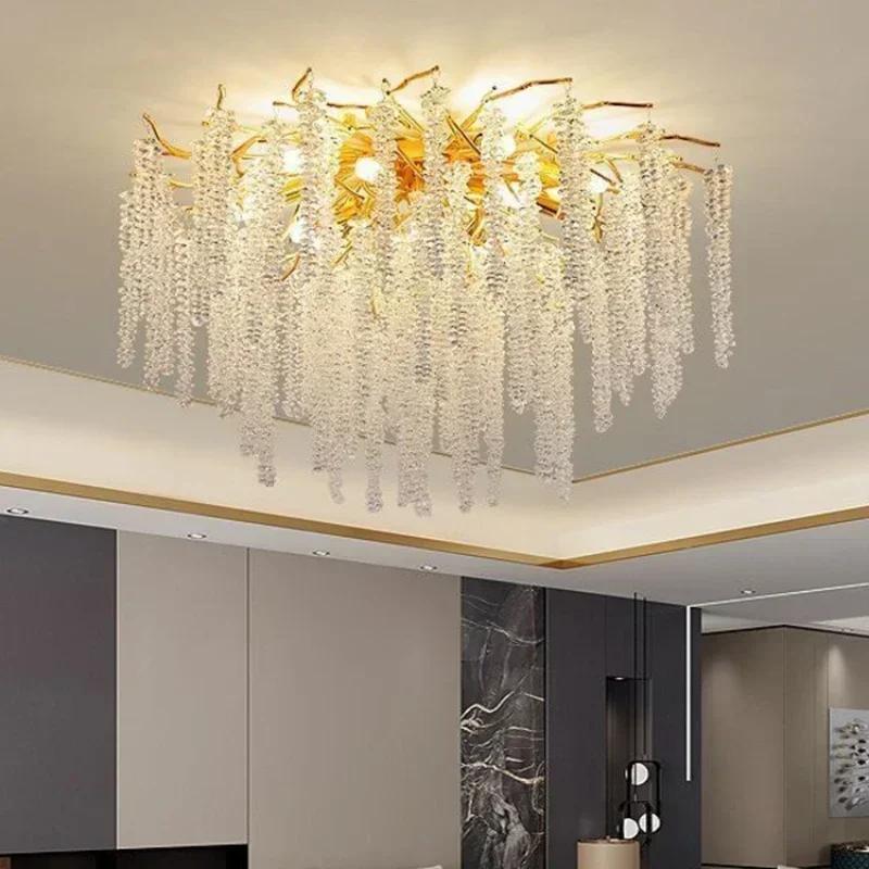 Nordic Luxury Branch Gloss Crystal Chandelier Modern Dining Table hotel Pendant Indoor Home Lighting Decorative Ceiling Light