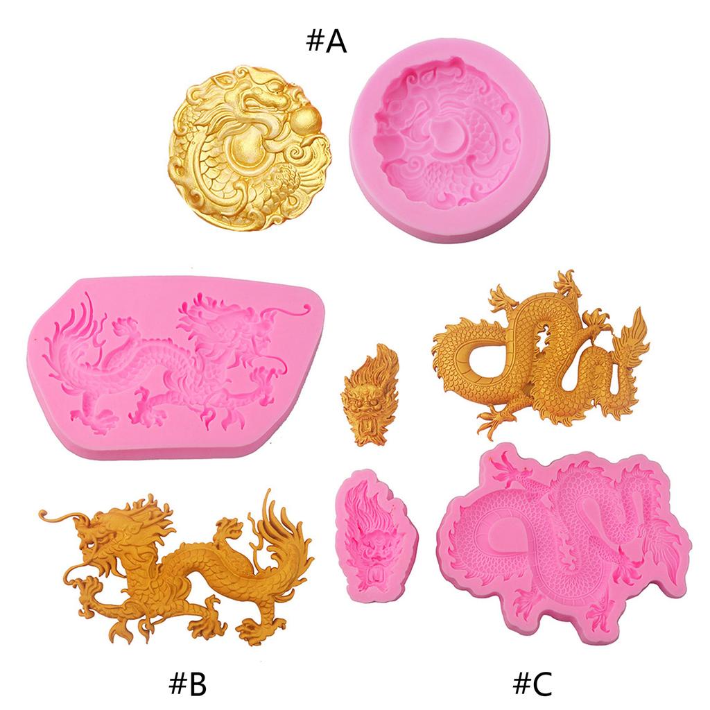 Chinesischer Drache Silikonform Runde Drachen Designs Silikon Fondantformen Silikon Backzubehör für Verschiedene Handarbeiten