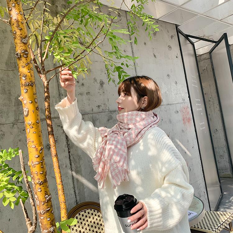 New Double-sided Diamond Plaid Scarf for Women in Winter European and American Imitation Cashmere Warm Tassel Shawl Thickened Cold Proof Scarf
