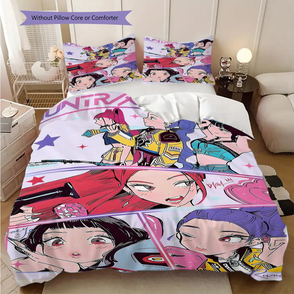 K-pop Devil Hunter Panel Comics bedding, duvet cover, pillowcase, home decoration, birthday gift (1 * duvet cover+2 * pillowcase, coreless)
