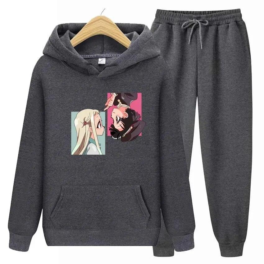 Anime Jibaku Shounen Hanako kun Bluzy+Spodnie Zestaw Dwuczęściowy Anime Damskie Bluzy Dresy Spodnie Jogger Ubrania