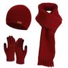3 Piece Set Knit Beanie Hat Soft Plush Material Windproof Beanies Cap Hat Scarf Gloves Set  For Men
