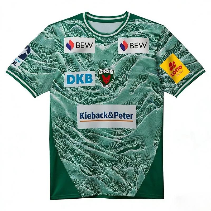 HLIHL 2026 Nieuw F&Uuml;CHSE Berlin Handbalshirt, Sportkleding, Stijlvolle Losse Pasvorm, Ademend Handbal Trainings T-shirt voor Ouders en Kinderen 4XL wit