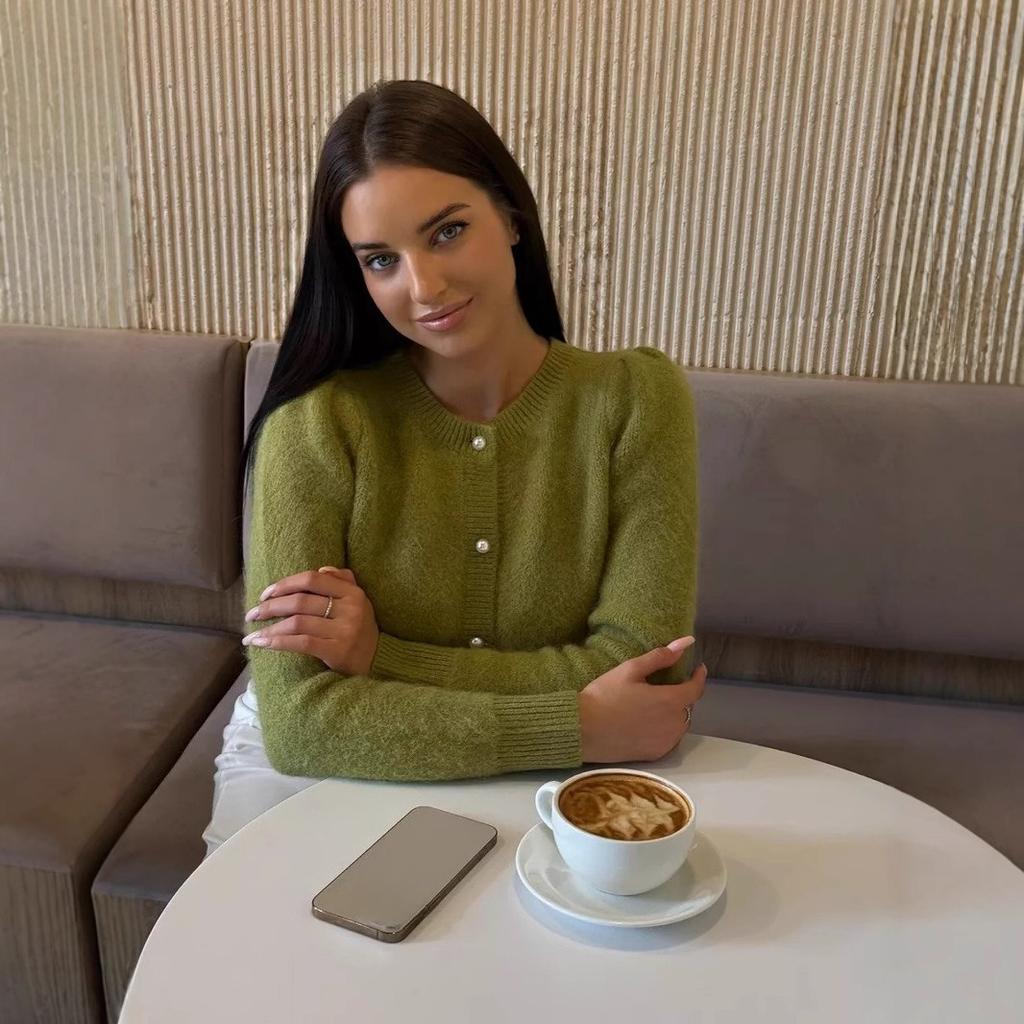 Women's Elegant White Knit Cardigan Casual Office Wear