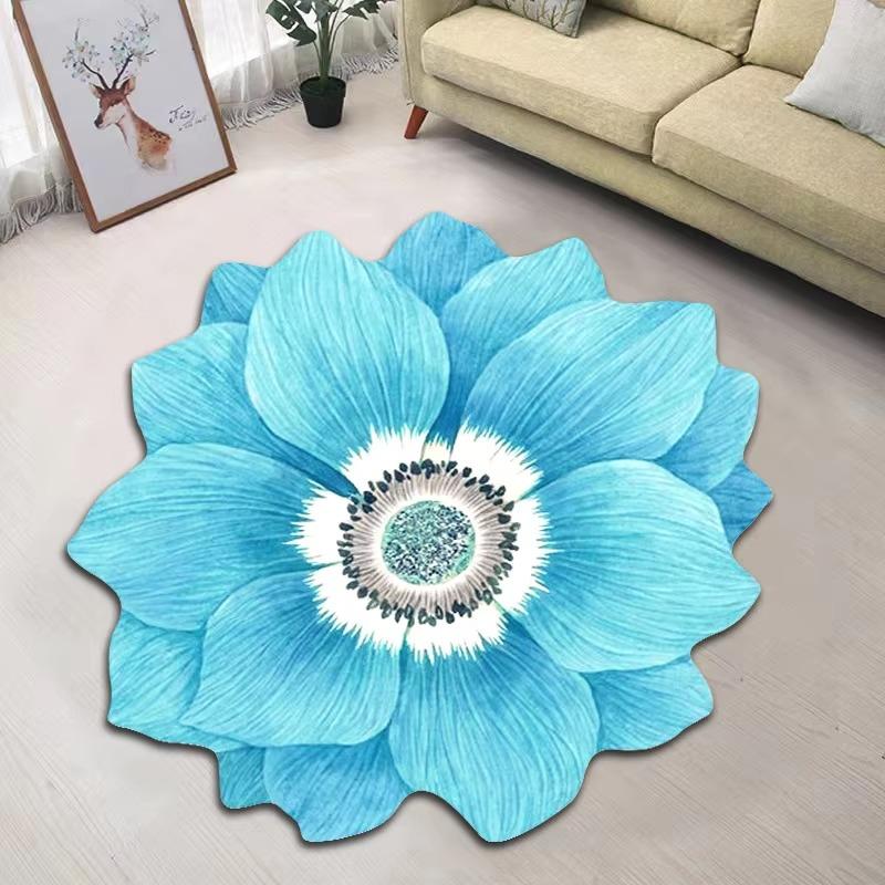 Carpet 1PCS Flower Chinese Lotus Floor Mat Special-shaped Bedroom Bedside Blanket Cloakroom Mat Coffee Table Home Decoration