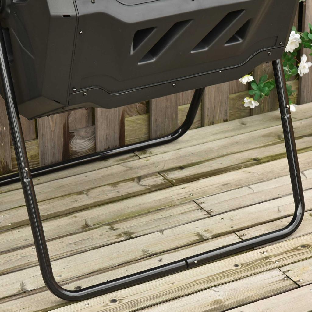 160L 360 Degrees Rotating Dual Chamber Composter - Black
