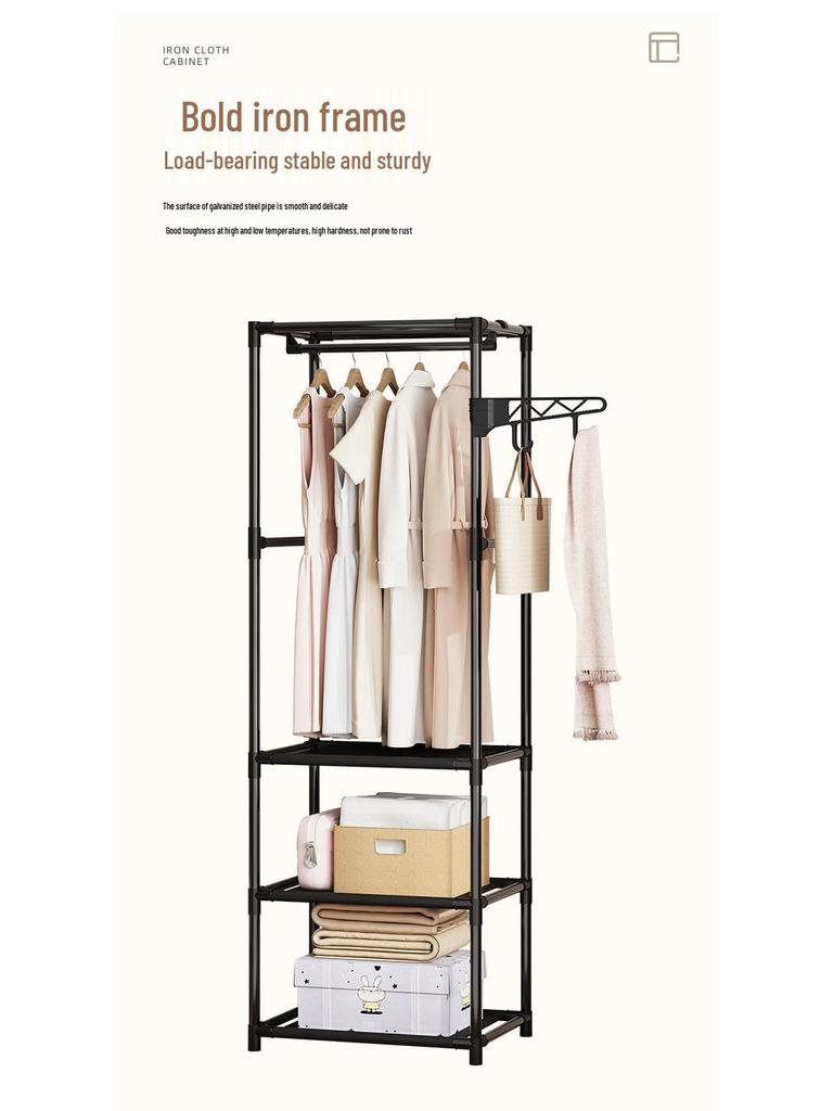 Multifunctional Three-Row Floor Standing Storage Rack for Clothes and Hats