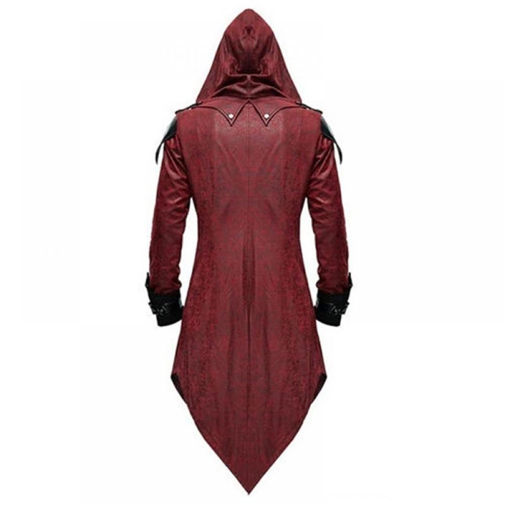 Medieval Steampunk Game Assassins Edward Cosplay Costume Streetwear Hooded Jacket Outwear Halloween Party Tailcoat