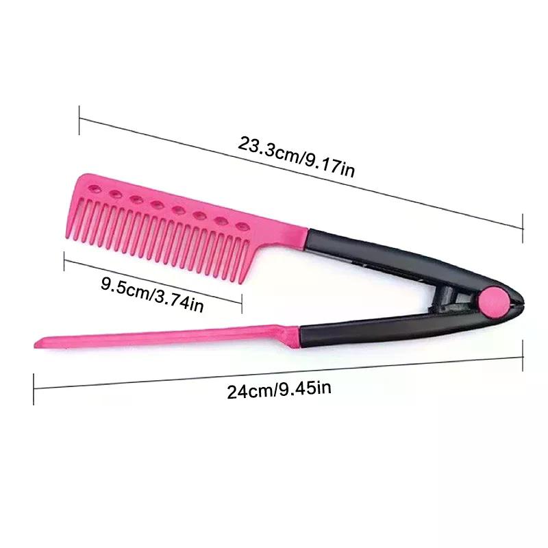V Type Hair Straightener Brush DIY Hairdress Tool Hairdressing Combs Natural Hair Styling Curling Comb Hair For Male And Female
