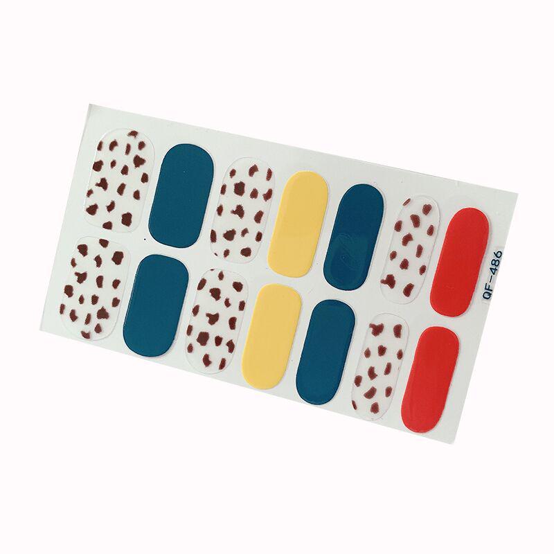 Leopar Desenli Tırnak Sanatı Etiketi Cam Mor İnternet Ünlüsü Tam Etiket Küçük Taze Nude Tırnak Etiketi