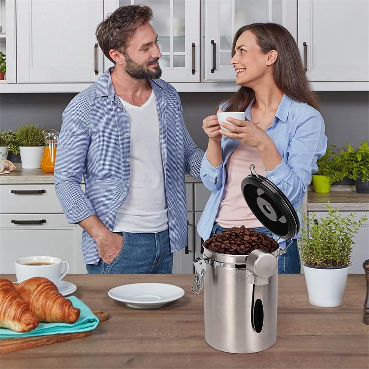 1.8L Coffee Canister For Ground Coffee Stainless Steel Coffee Storage Canisters With Scoop for Beans Sugar Tea