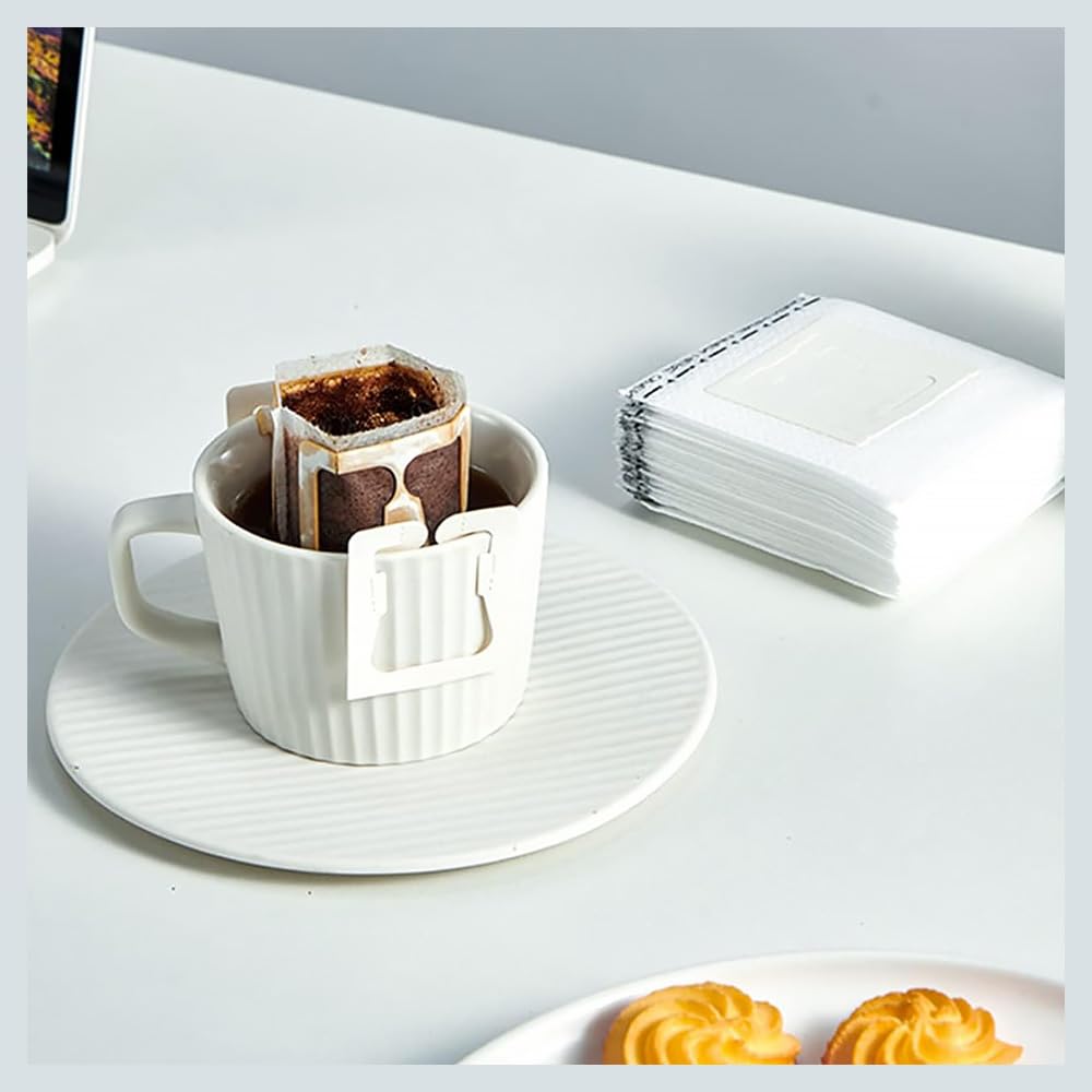 100-Piece Set of Coffee Filter Bags and Kraft Paper Coffee Bags, Portable OfficeTravel Drip Coffee Filter Tool Set