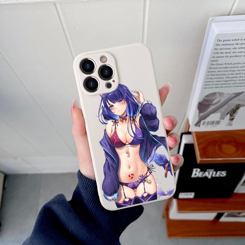 Genshin Impact Sexy Girl Original Square Liquid Silicone Phone Case For iPhone 14 11 12 13 Pro Max X XS XR 7 8 Plus DIY Cover