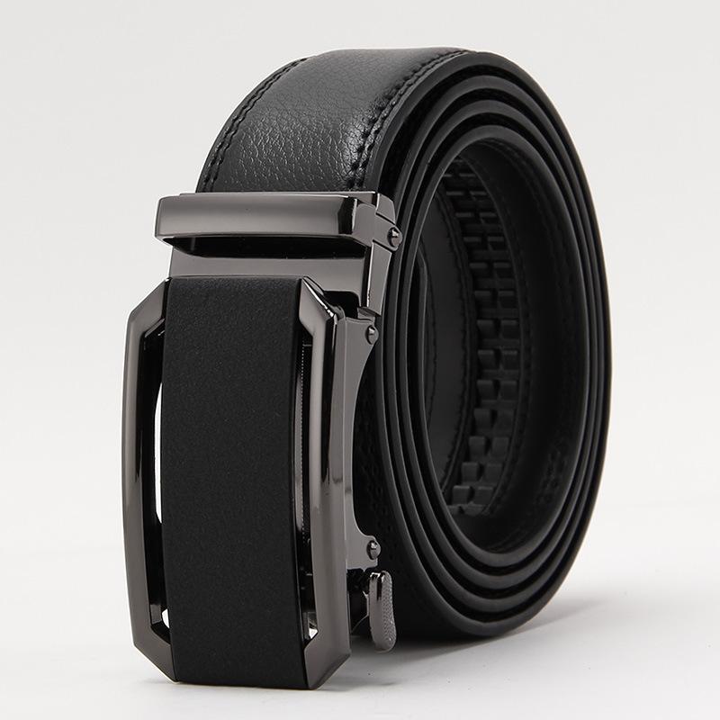 Frosted Automatic Buckle Edge Two-Layer Cowhide Belt, Business And Leisure Men'S Trendy Belt