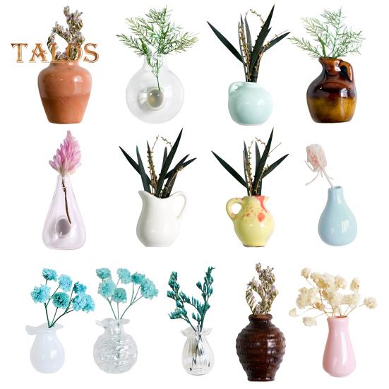 Mini Vase Refrigerator Magnet with Dried Flower Home Office Kitchen Locker Fridge 3D Miniature Flower Vase Magnetic Decoration Ornament