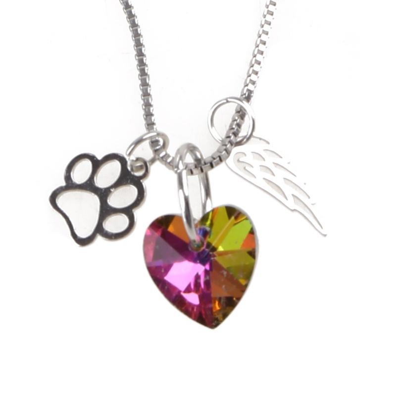 

Rainbows Bridge Pet Memorials Necklace with Colorful Crystal Pet Loss Jewelry for Cat Dog Memorials Gift for Women & Men 1