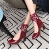 Fashion Women's Spring and Autumn Cool Boots Large 48 Small 32 Patent Leather Versatile New Single Shoes High Heels Women's Shoes
