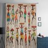 Retro Beautiful African Women Chiffon Sheer Curtains for Living Room Bedroom Kitchen Decoration Window Voiles Tulle Curtain