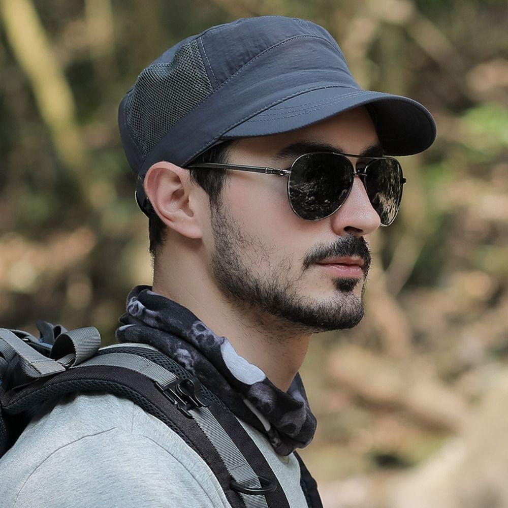 Adjustable Flat Top Hat Solid Color Men’s Sun Hat Casual Flat Peaked Cap  Unisex