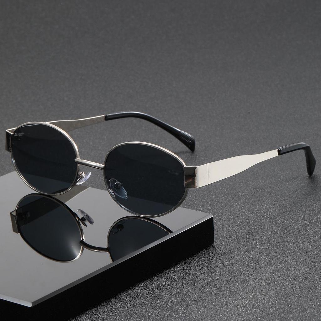 2025 Trendy Oval Brown Metal Sunglasses for Men & Women - Celebrity Style with High-End Appeal & Sun Protection