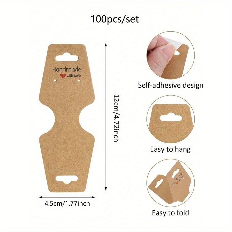 100pcs-Bracelet Earring Display Cards, Handmade Earring Cards Self Adhesive, Suitable For Necklace, Bracelet, Keychain, Earrings, Hair Ties