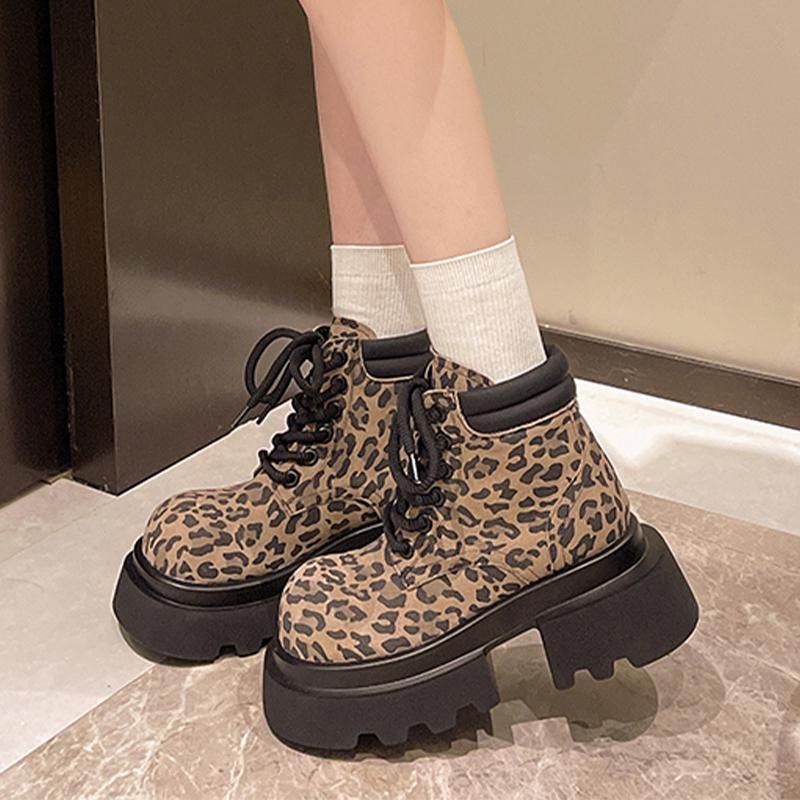

Леопардовая платформа высокие каблуки женская обувь брендовые ботильоны 2025 тренд дизайнер повседневные походные ботинки челси новые туфли-лодочки Mujer Botas 40