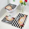 Pink Perfume Bath Mat Set Black White Striped Fashion High Heel Woman Girl Home Carpet Bathroom Decor Non-slip Rug Toilet Cover