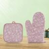 2Pcs/Set Baking Mitten Heat-resistant Anti-scalding Cotton Flax Hand Protective Potholder Oven Gloves for Dining Room