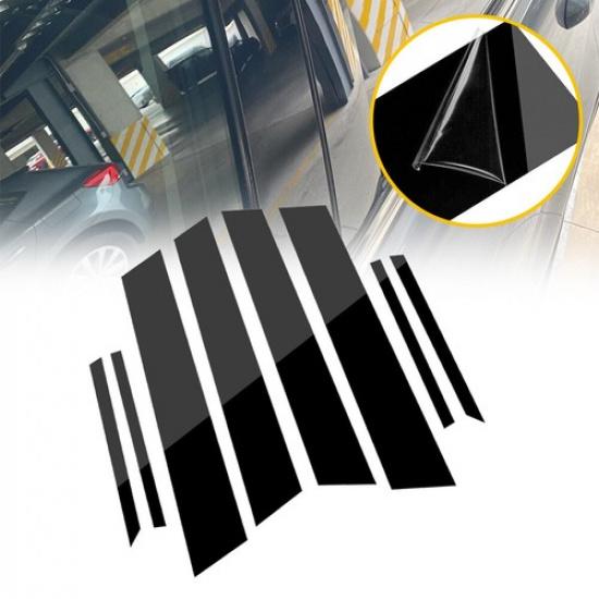 8pcs/Set Black Car Door Pillar Posts Trim Cover Fit For 2012-2015 Honda Civic