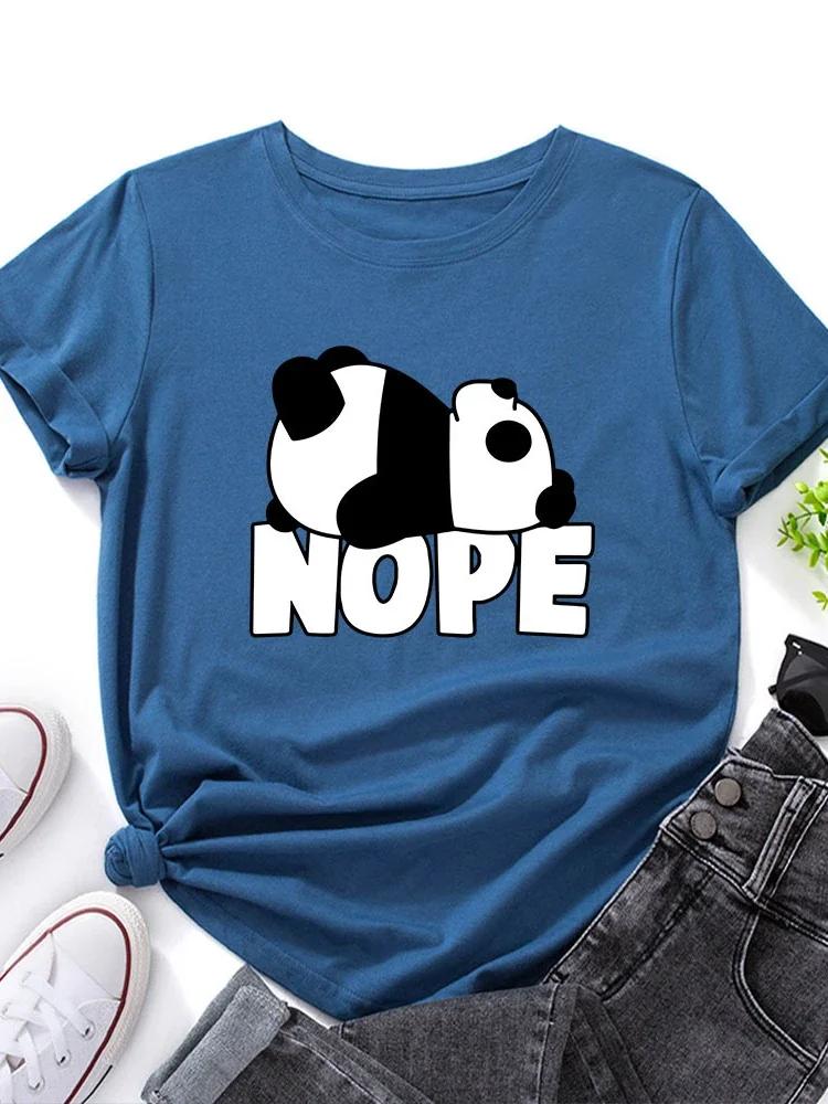 Cute Nope Panda Print T Shirt WoUnisex Short Sleeve O Neck Loose Tshirt Summer WoUnisex Causal Tee Shirt Tops Camisetas Mujer